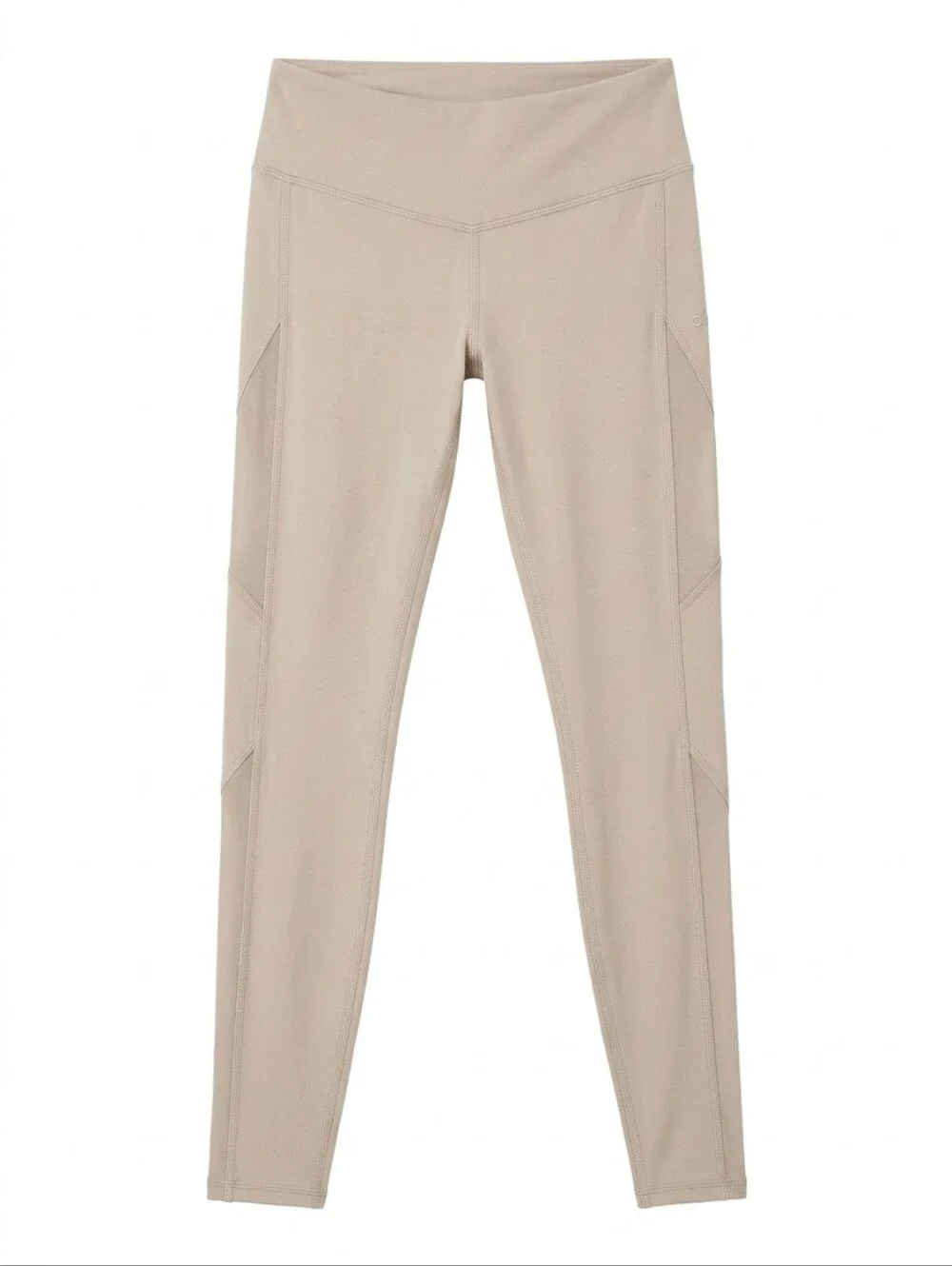Alo Yoga Block Mesh High-Waist Leggings XS Taupe Gravel Tan Sheer Panel Athletic
